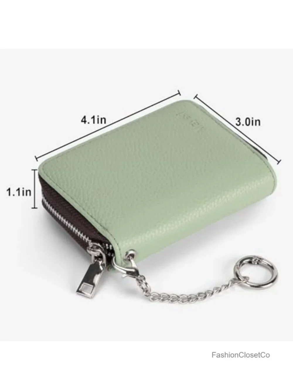 Small Accordion Card Case Wallet with Keychain - Faux Leather